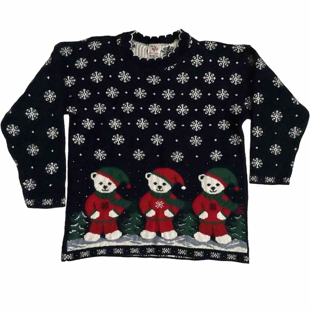 Vintage Bears Ugly Christmas Sweater size Large VTG